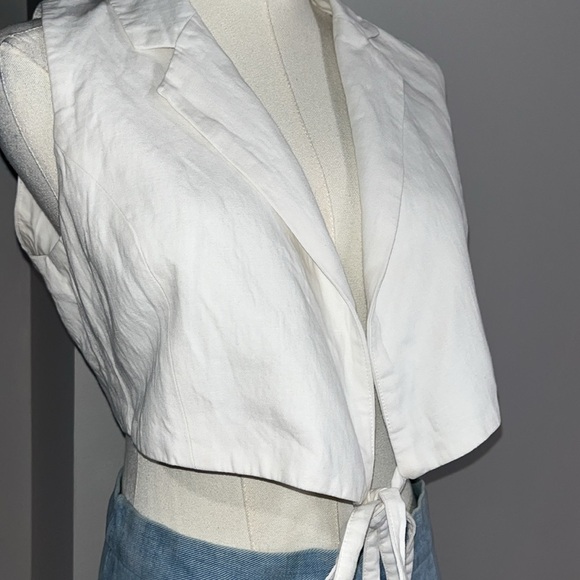 Zara White Sleeveless Tie-Front Crop Top vest - S - Picture 4 of 8